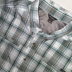 Eddie‎ Bauer Mens Plaid Short Sleeve Button Up Shirt Size TXL Outdoor Tech